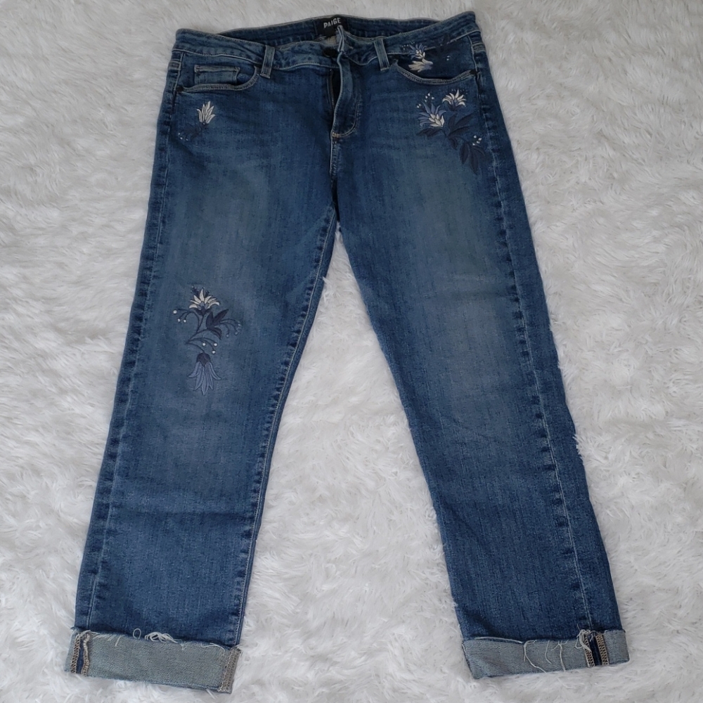 Paige Brigitte embroidered cropped jeans